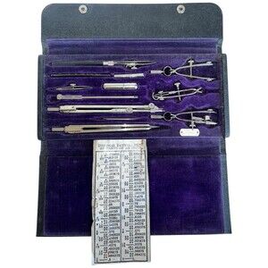 K&E Keuffel & Esser Vintage Drafting Tool Compass Set Apollo Germany 9825